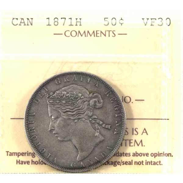 50-cent 1871H ICCS VF30