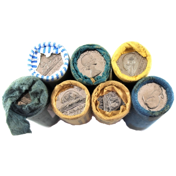 1964-1967 5-cent Rolls of 40pcs. 7 Rolls.