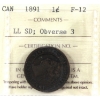 Image 1 : 1-cent 1891 LL SD; Obverse 3 ICCS F12