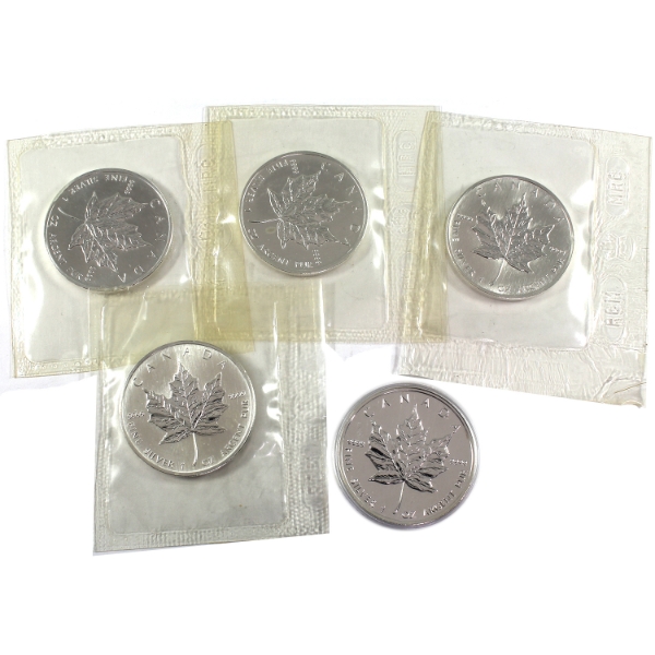 5x 1oz 1992-2006 $5 SML .9999 Fine Silver Rounds. 5pcs. (Tax Exempt)