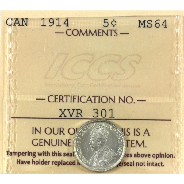 5-cent 1914 ICCS MS64