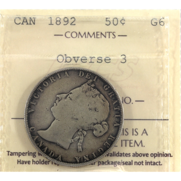 50-cent 1892 Obverse 3 ICCS G6
