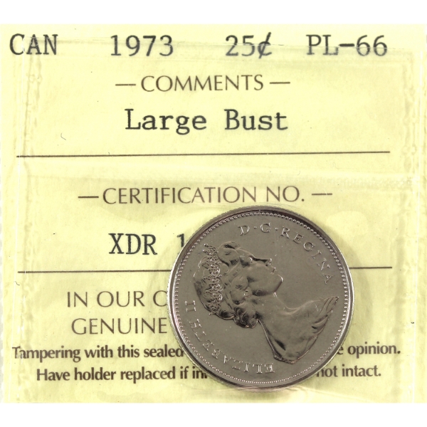 25-cent 1973 Large Bust ICCS PL66