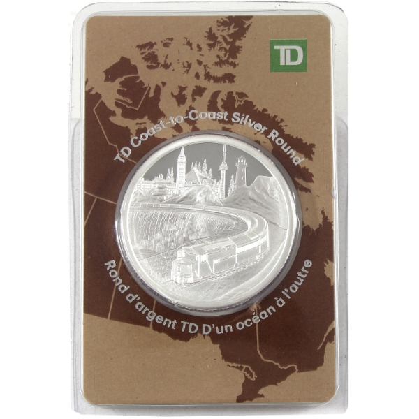 1oz TD Bank Coast-to-Coast .999 Fine Silver Round (Tax Exempt)