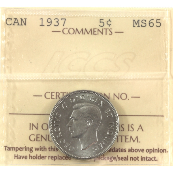 5-cent 1937 ICCS MS65