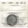 Image 14 : 5-cent 1929 AU55, 1930 AU50, 1931 EF45, 1935 EF40, 1937 MS64 & 1965 PL66 Heavy Cameo ICCS. 6pcs.
