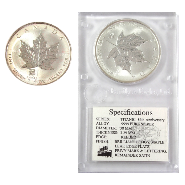 2x 1oz 1998 & 2001 $5 Silver Maple Leaves .9999 Fine Silver Coins. 2pcs. (Tax Exempt)