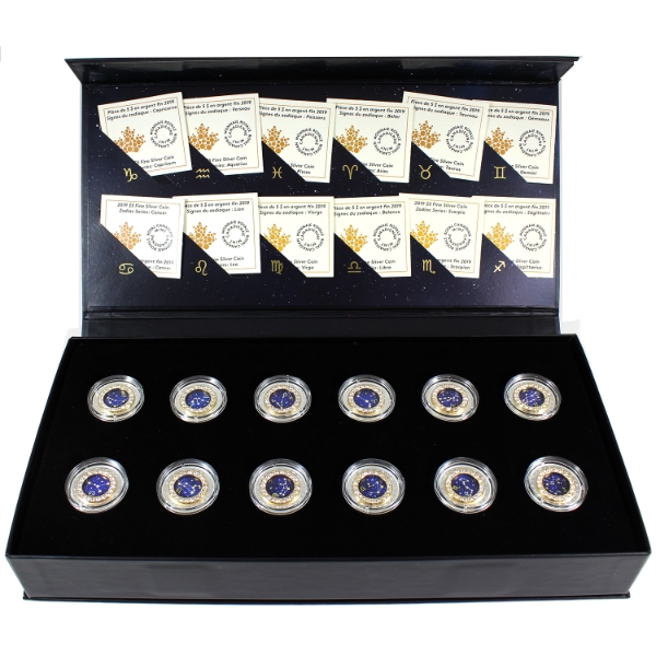 2019 $5 Zodiac 12-Coin Set in Decorative Box