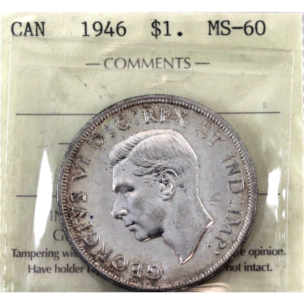 Silver $1 1946 ICCS MS60
