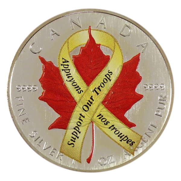 2008 $5 SML Support Our Troops 1oz .9999 Fine Silver w/ Selective Colour & COA (Tax Exempt)