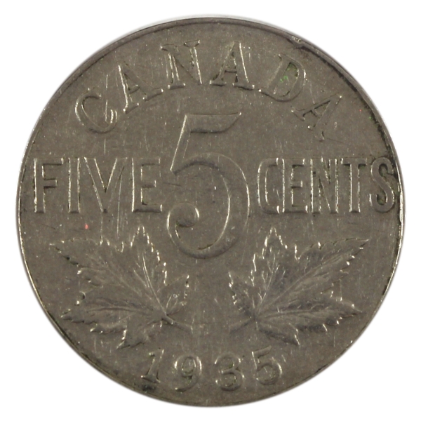 5-cent 1935 45 Degree Rotated Die VF
