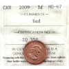 Image 1 : 1-cent 2009 ICCS MS67 Red
