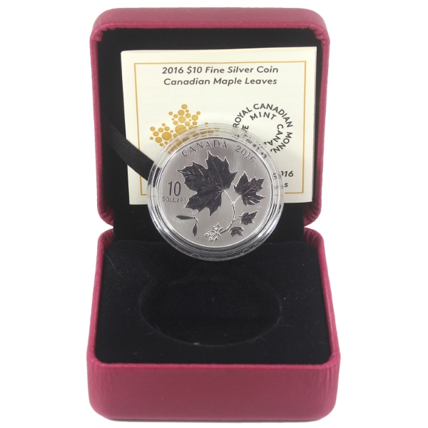 2016 $10 Canadian Maple Leaves 1/2oz .9999 Fine Silver Coin (Tax Exempt)