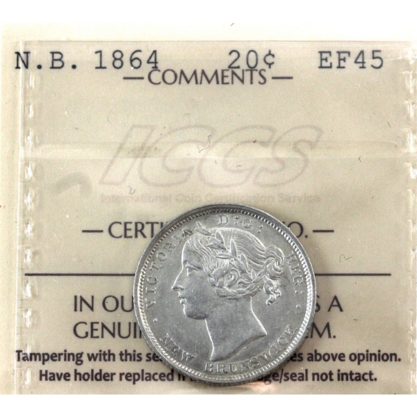 New Brunswick 20-cent 1864 ICCS EF45