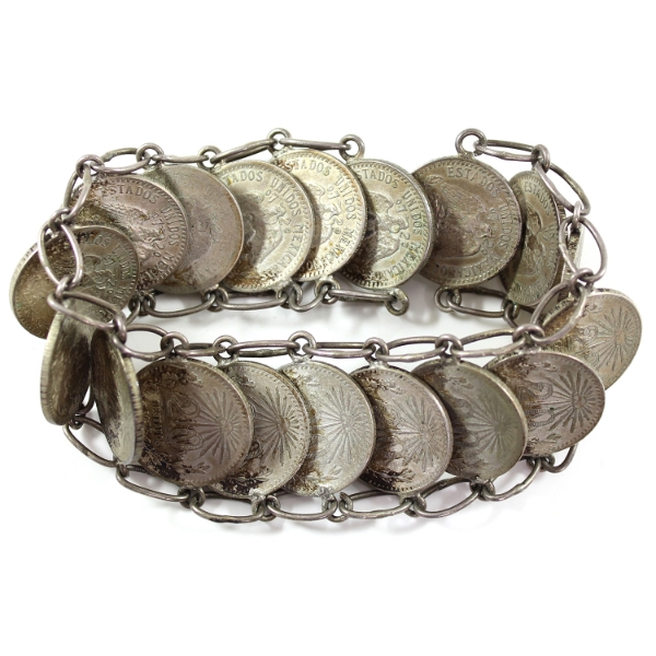 Mexico Silver 1920s-1940s 20 Centavos Coin Bracelet