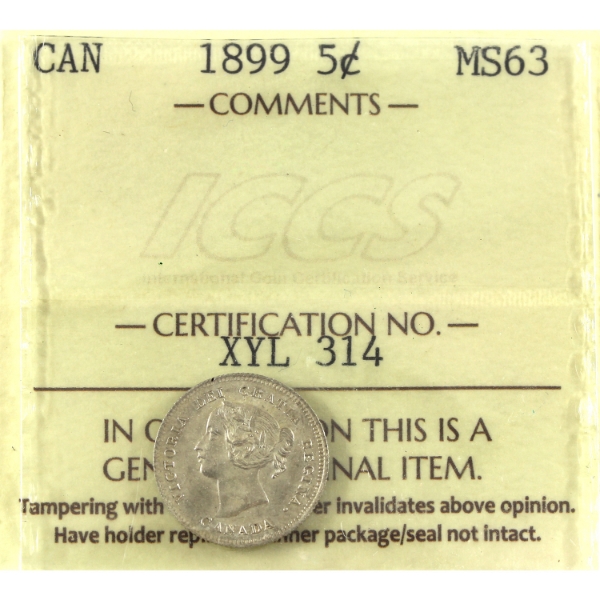 5-cent 1899 ICCS MS63