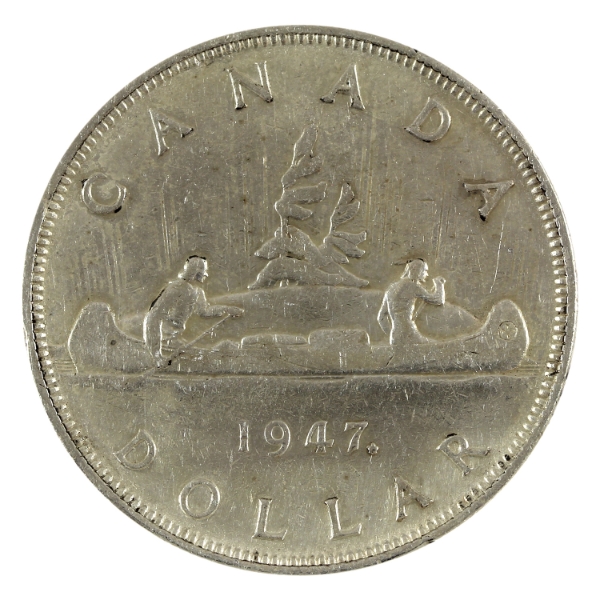 Silver $1 1947 Maple Leaf VF (Impaired)