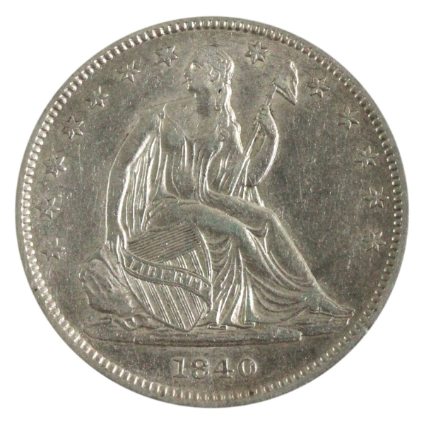 USA Silver 1840 Seated Liberty Half Dollar Small Letters EF-AU