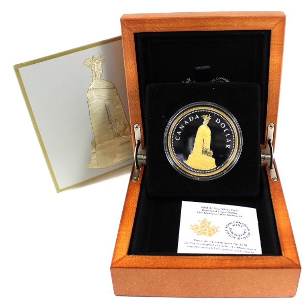 2018 $1 The National War Memorial Renewed Silver Dollar 2oz .9999 Fine Silver Coin (Tax Exempt)
