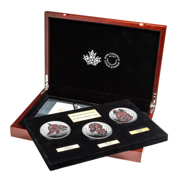 *2016 $50 Mythical Realms of the Haida 3-coin 5oz Silver Set (Tax Exempt)