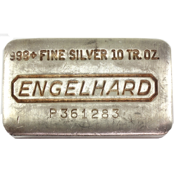 10oz Engelhard c.1980s 11th Series in "P" Prefix Variation .999+ Silver Bar SN: P361283 (Tax Exempt)