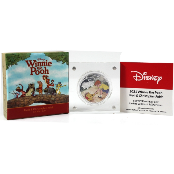 Niue Silver 2020 $2 Winnie the Pooh- Pooh & Christopher Robin 1oz .999 Fine Silver Coin (Tax Exempt)
