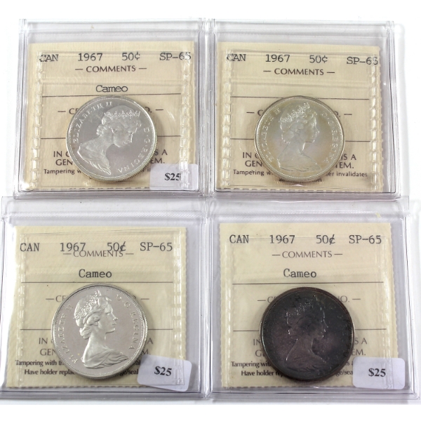 50-cent 4x 1967 ICCS SP65. 4pcs