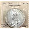 Image 1 : Silver $1 1936 ICCS MS64