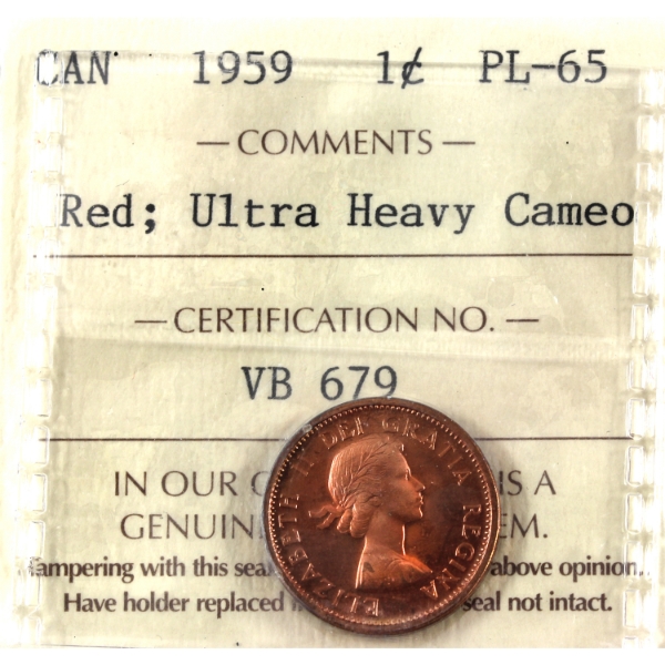 1-cent 1959 ICCS PL65 Red; UHC