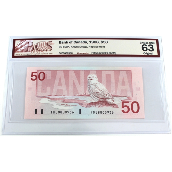 BC-59dA 1988 $50 BCS CUNC63 Original Knight-Dodge Replacement SN: FME8800936