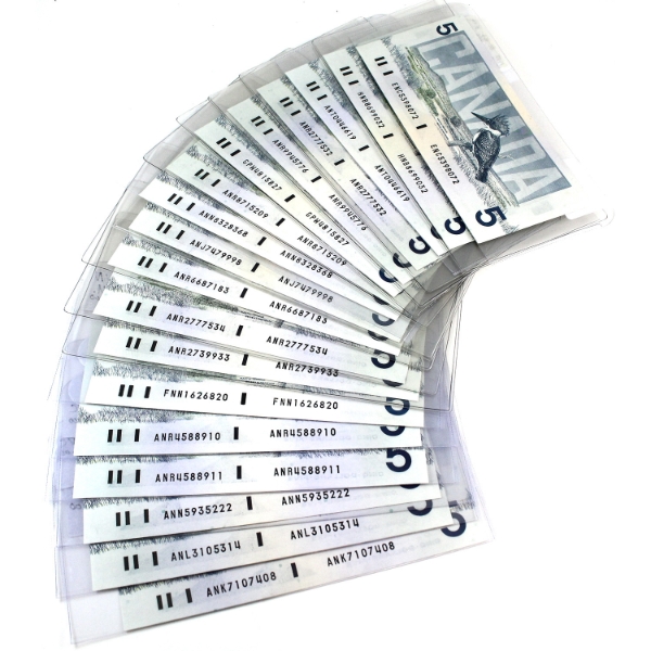 1985 $5 Bulk Collection of Banknotes UNC or Better. 18pcs.