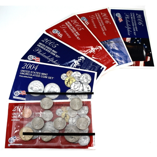 USA 2004-2006 United States Mint Uncirculated Coin Sets. 6pcs.