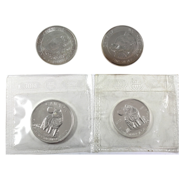 4.25oz Lot Total! 2006-2015 Assorted Animal Themed .9999 Fine Silver Rounds. 4pcs. (Tax Exempt)