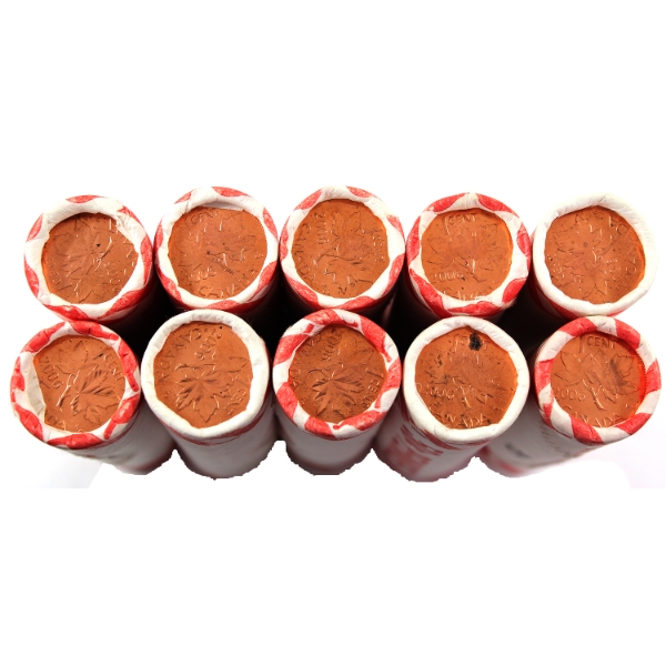 Bulk Lot of 1-cent 2006 No P Non-Magnetic Original Rolls of 50pcs. 10 Rolls.