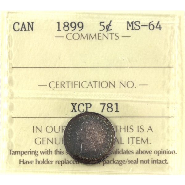5-cent 1899 ICCS MS64