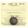 Image 1 : 5-cent 1899 ICCS MS64