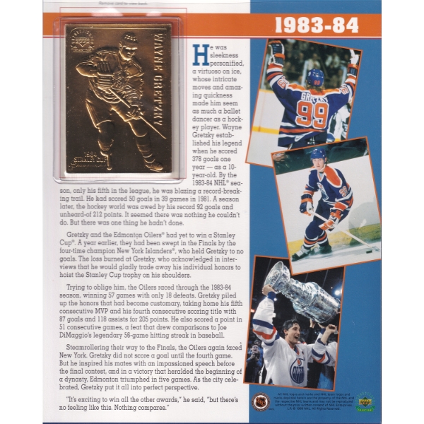 1999 Wayne Gretzky 22K Gold Championship Cards in Official Presentation Folder.