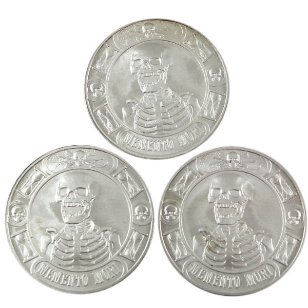 3x 1oz Anonymous Mint Memento Mori .999 Fine Silver Rounds. 3pcs. (Tax Exempt)