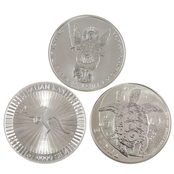 3x 1oz 2018-2021 World Fine Silver Rounds. 3pcs. (Tax Exempt)