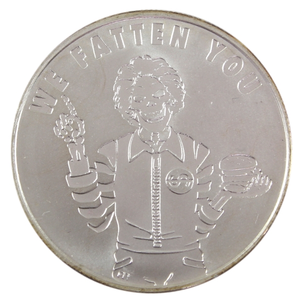 1oz Silver Shield 2016 Pyramid of Powers #3 'We Fatten You' .999 Fine Silver Round (Tax Exempt)