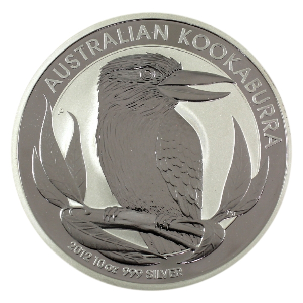 10oz Australia 2012 $10 Kookaburra .999 Fine Silver Coin (Tax Exempt)