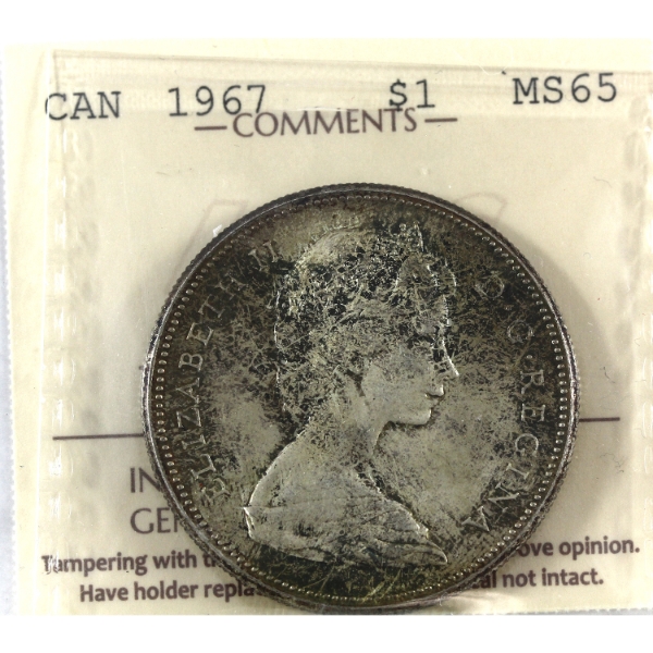 Silver $1 1967 ICCS MS65