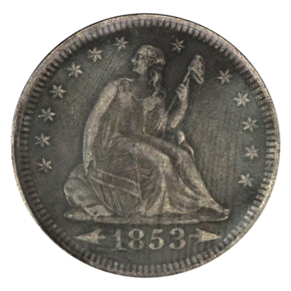 USA 1853 Quarter Dollar Arrows & Rays EF