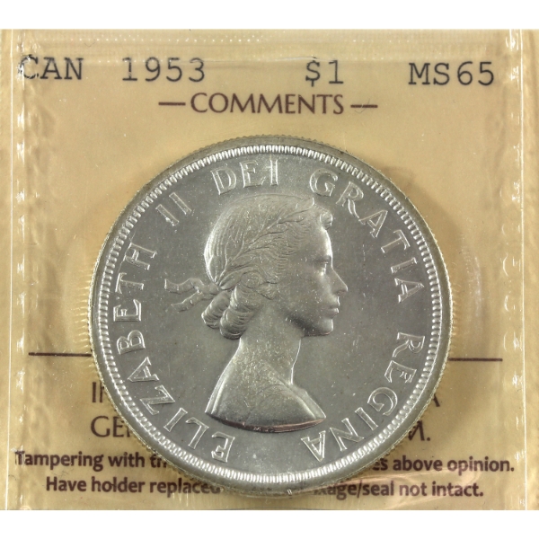 Silver $1 1953 SF ICCS MS65