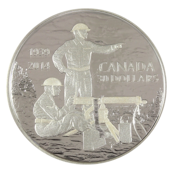 2014 $30 75th Anniversary of the Declaration WWII 2oz .9999 Fine Silver Coin (Tax Exempt)
