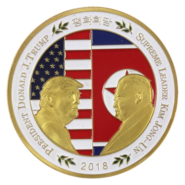 USA 2018 Donald Trump & Kim Jong-Un Summit Commemorative Colourized Coin