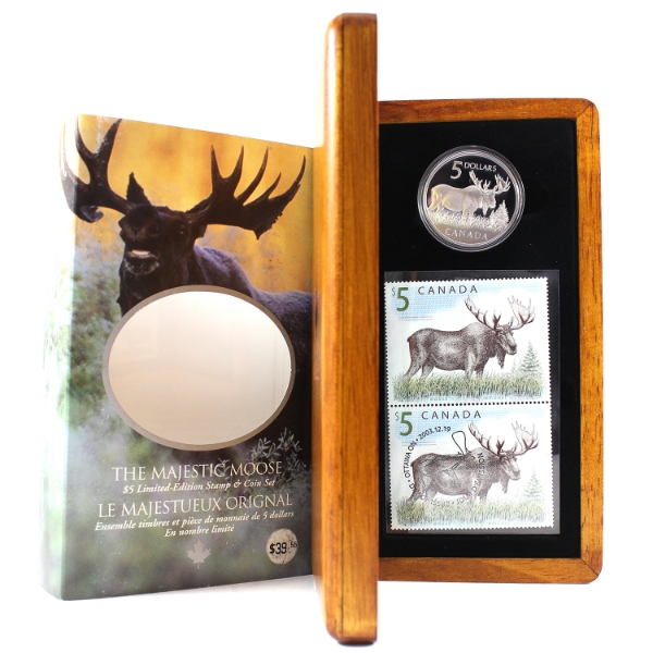 2004 $5 Majestic Moose Coin and Stamp Set (Tax Exempt)