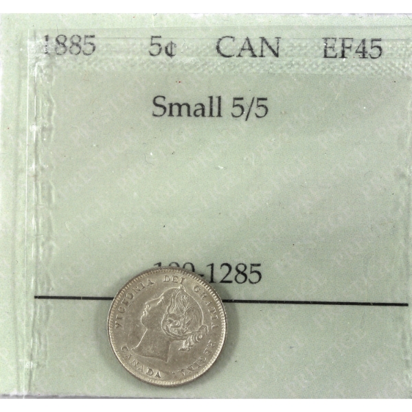 5-cent 1885 Small 5/5 Prestige Certified EF45