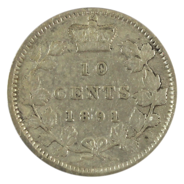 10-cent 1891 22 Leaves F (Scratched)