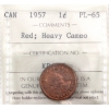 Image 1 : 1-cent 1957 ICCS PL65 Heavy Cameo Red